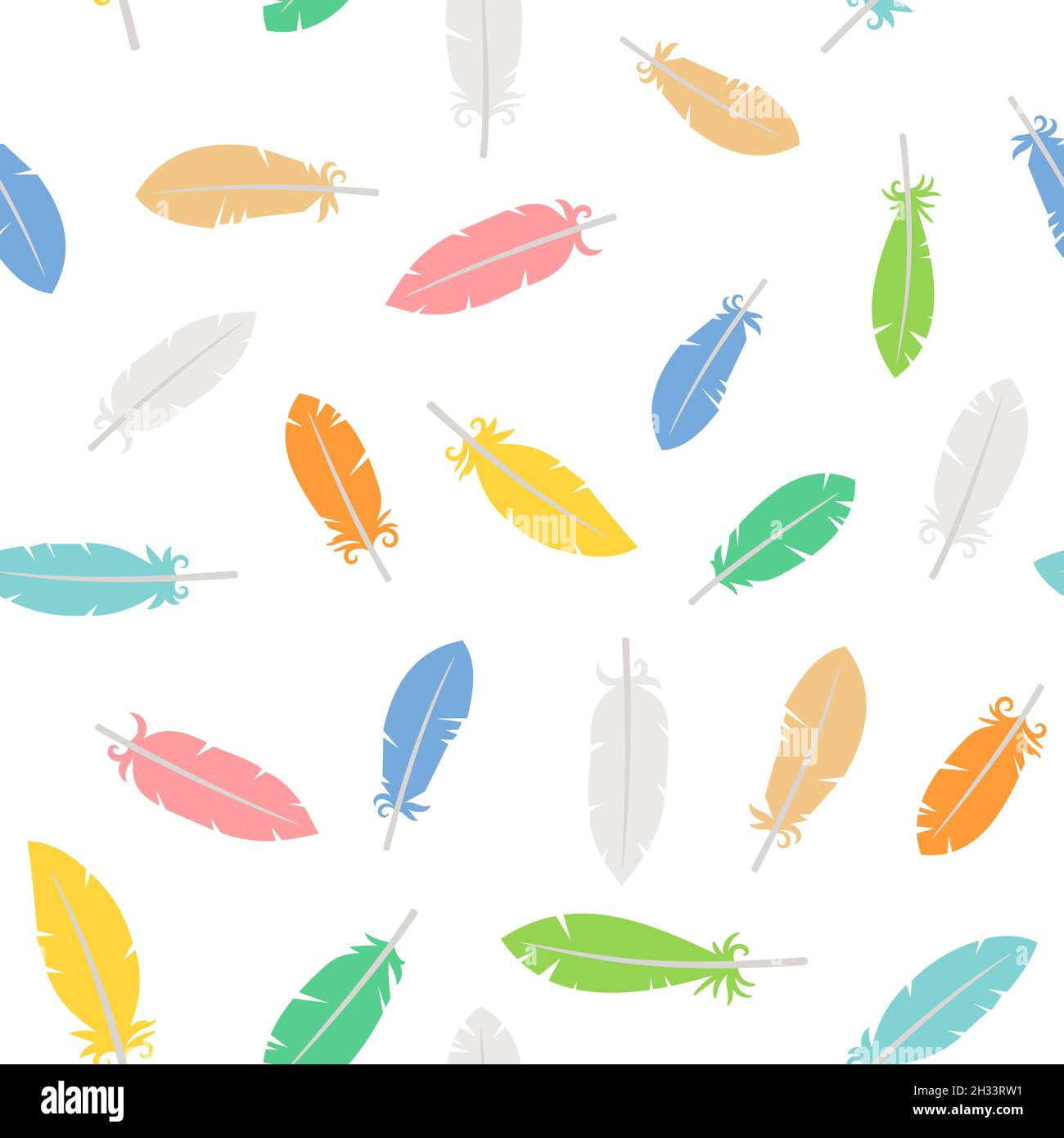 Seamless pattern with feathers on white background Stock Vector Image ...