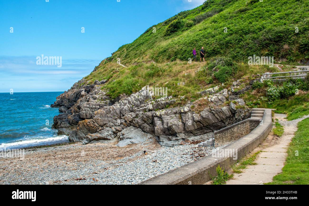 The coastal path at Cwmtydu beach,West Wales. UK Stock Photo