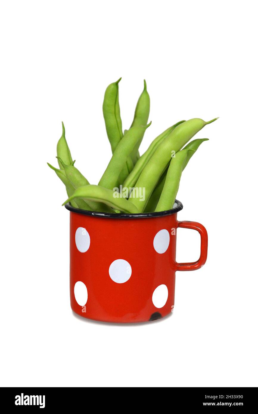 Fresh green beans isolated on white background Stock Photo