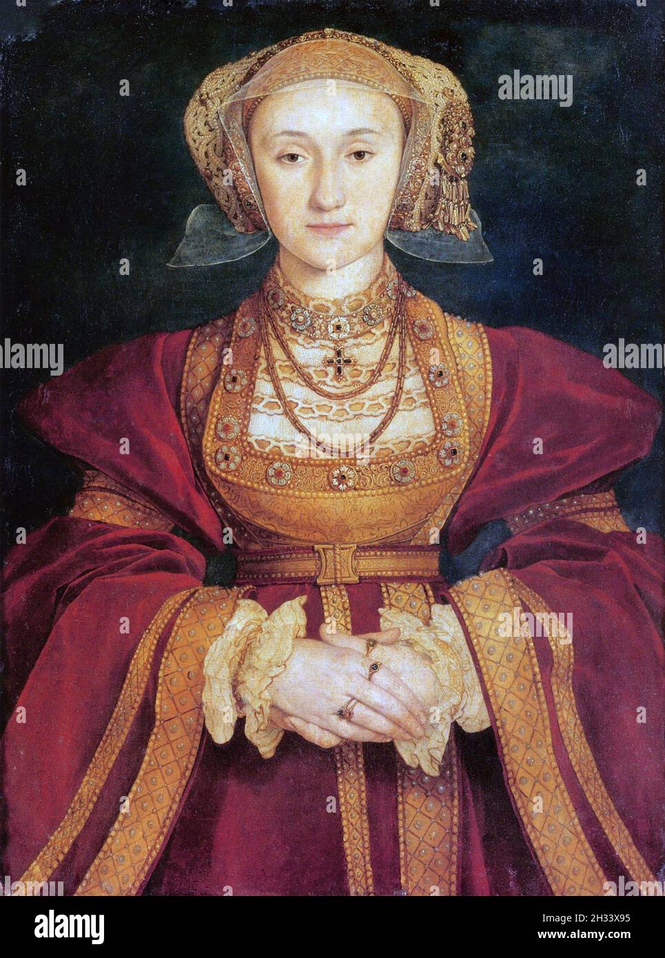 ANNE OF CLEVES (1515-1557) fourth wife of Henry VIII painted by Hans Holbein the Younger in 1539 Stock Photo