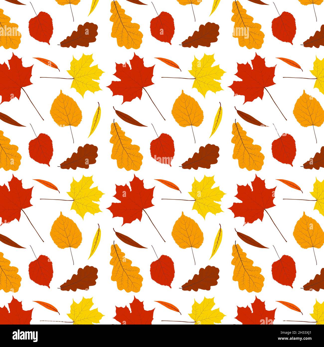 Seamless bright autumnal pattern with early leaves Stock Vector