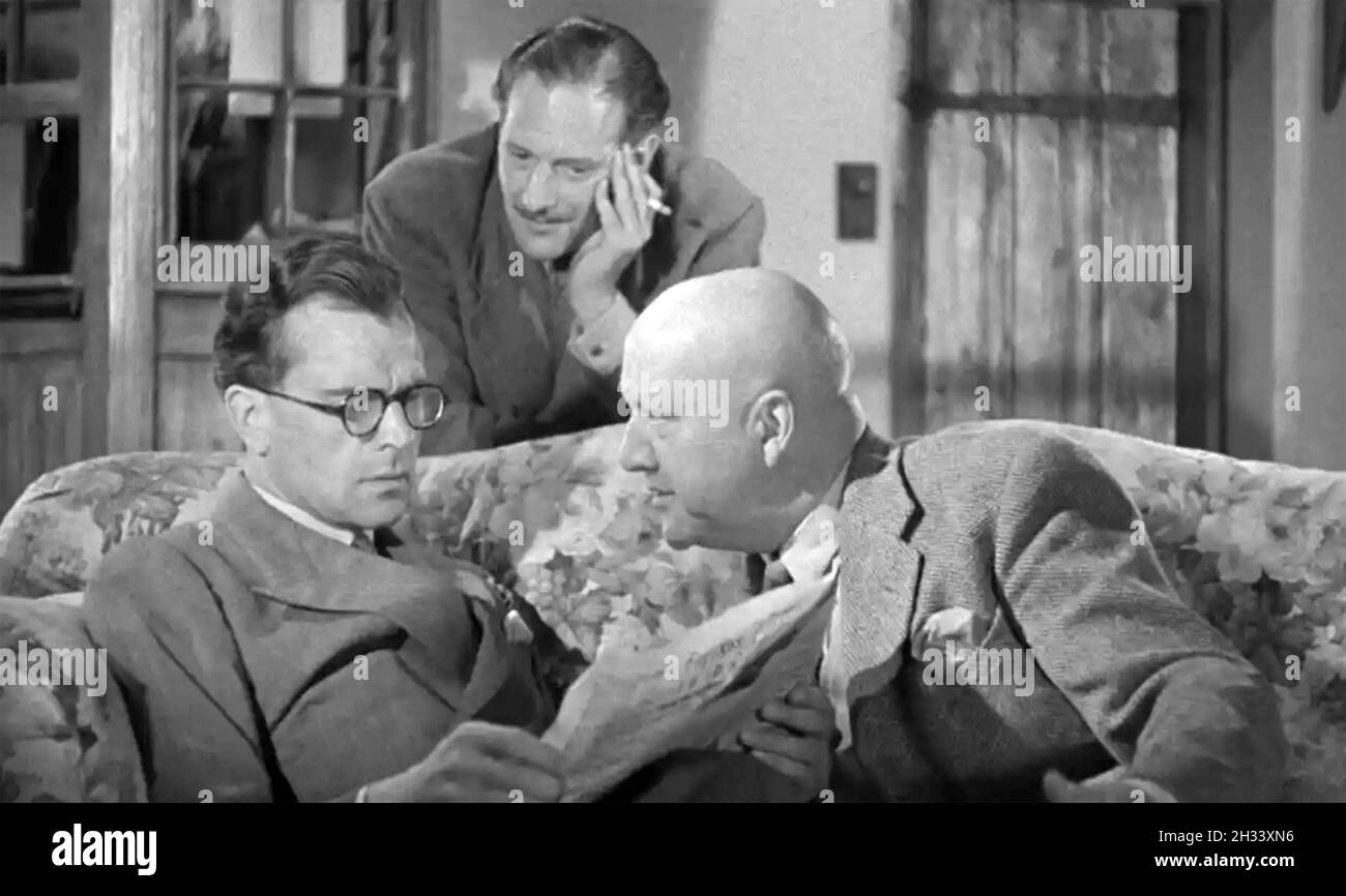 THE HALfWAY HOUSE 1944 ABPC film with from left: Esmond Knight, Guy Middleton, Alfred Drayton. Stock Photo