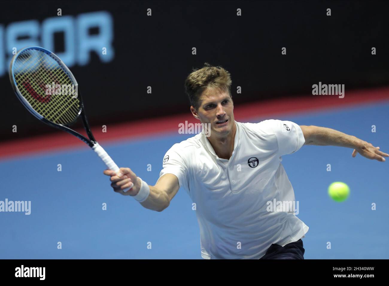 Nino Serdarusic in action during ATP International tennis tournament St ...