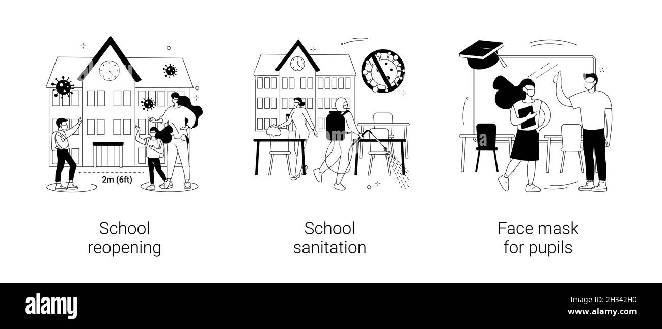 Back to school coronavirus guidelines abstract concept vector ...