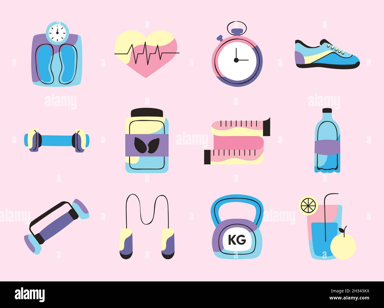 twelve healthy lifestyle set icons Stock Vector Image & Art - Alamy