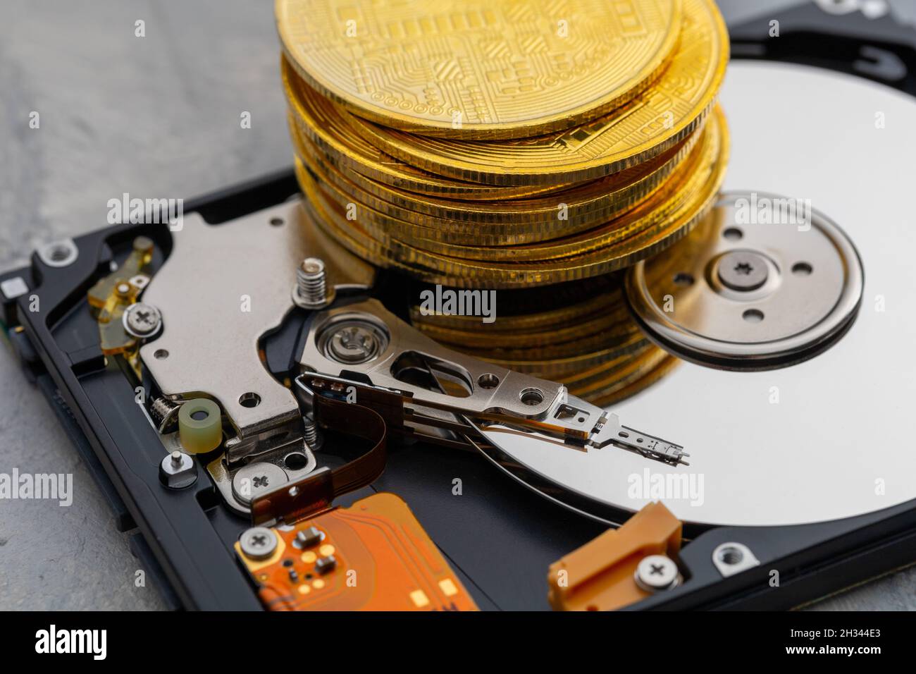 Bitcoin BTC on Hard Disk Drive, Hard drive with crypto currency, Digital  money concept Stock Photo - Alamy