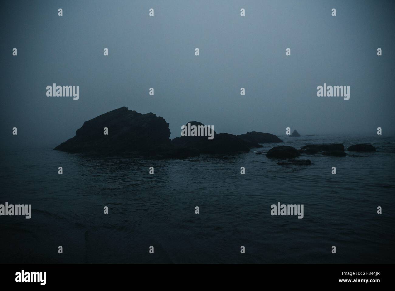 Sombrio Beach on a moody foggy day in Vancouver Island Stock Photo - Alamy