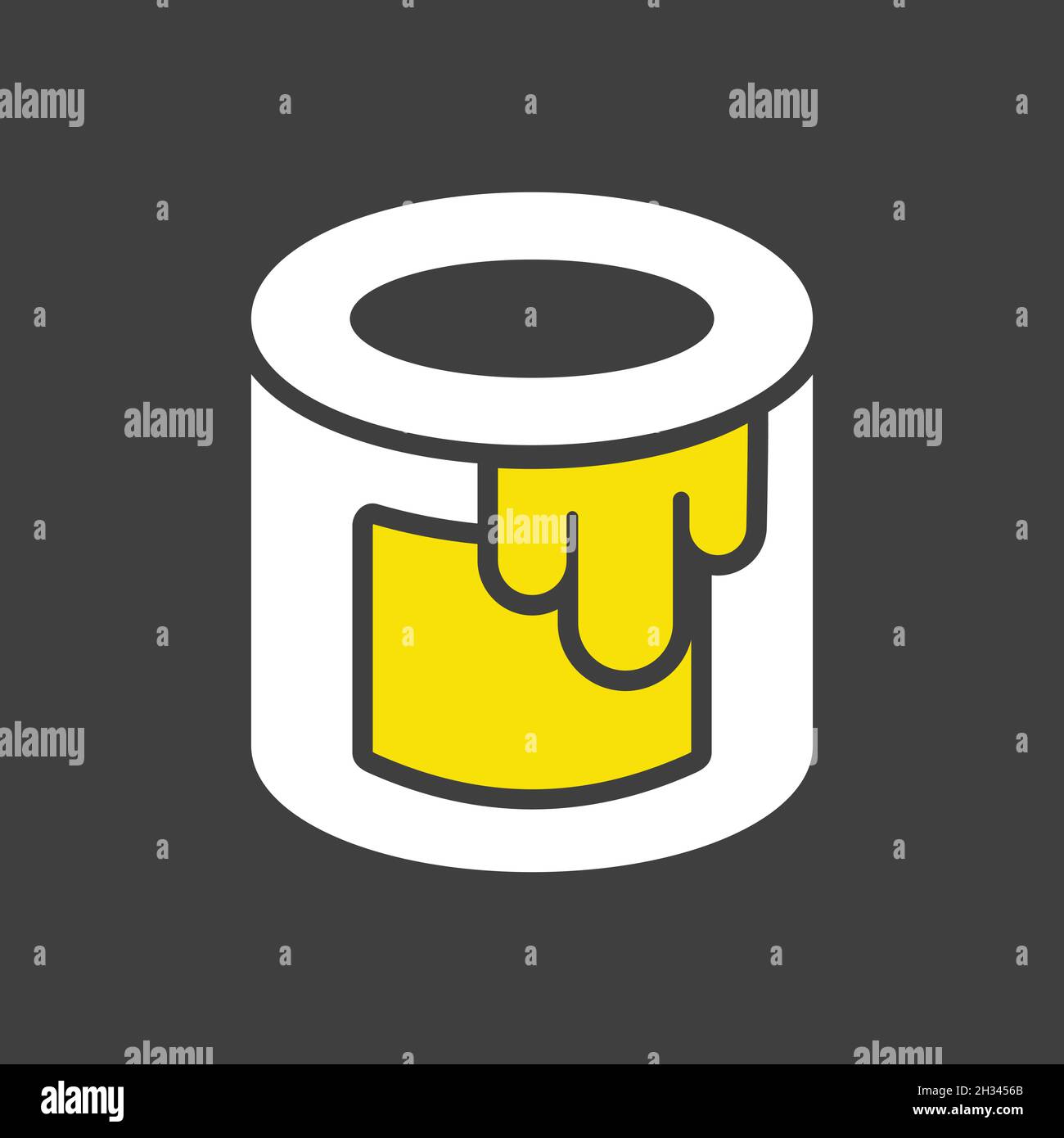 Paint bucket vector flat glyph icon on dark background. Construction ...