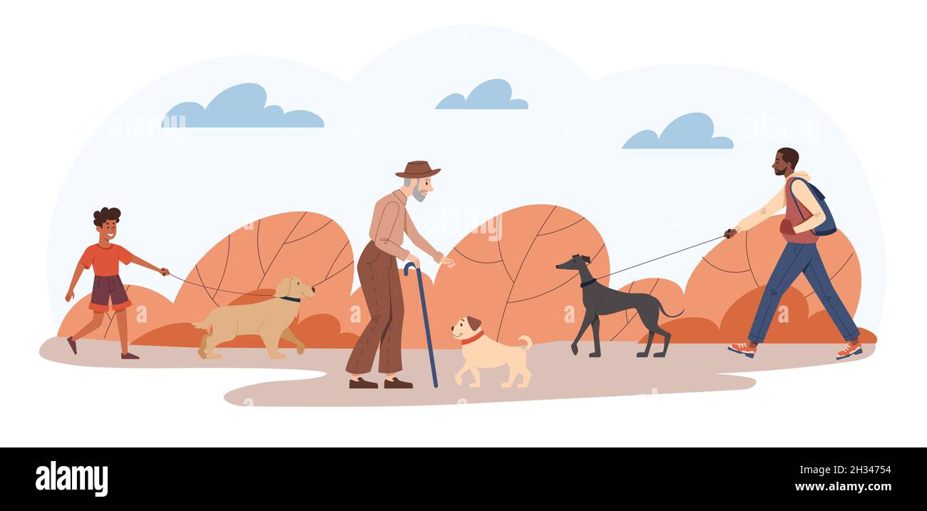 People with pets Stock Vector