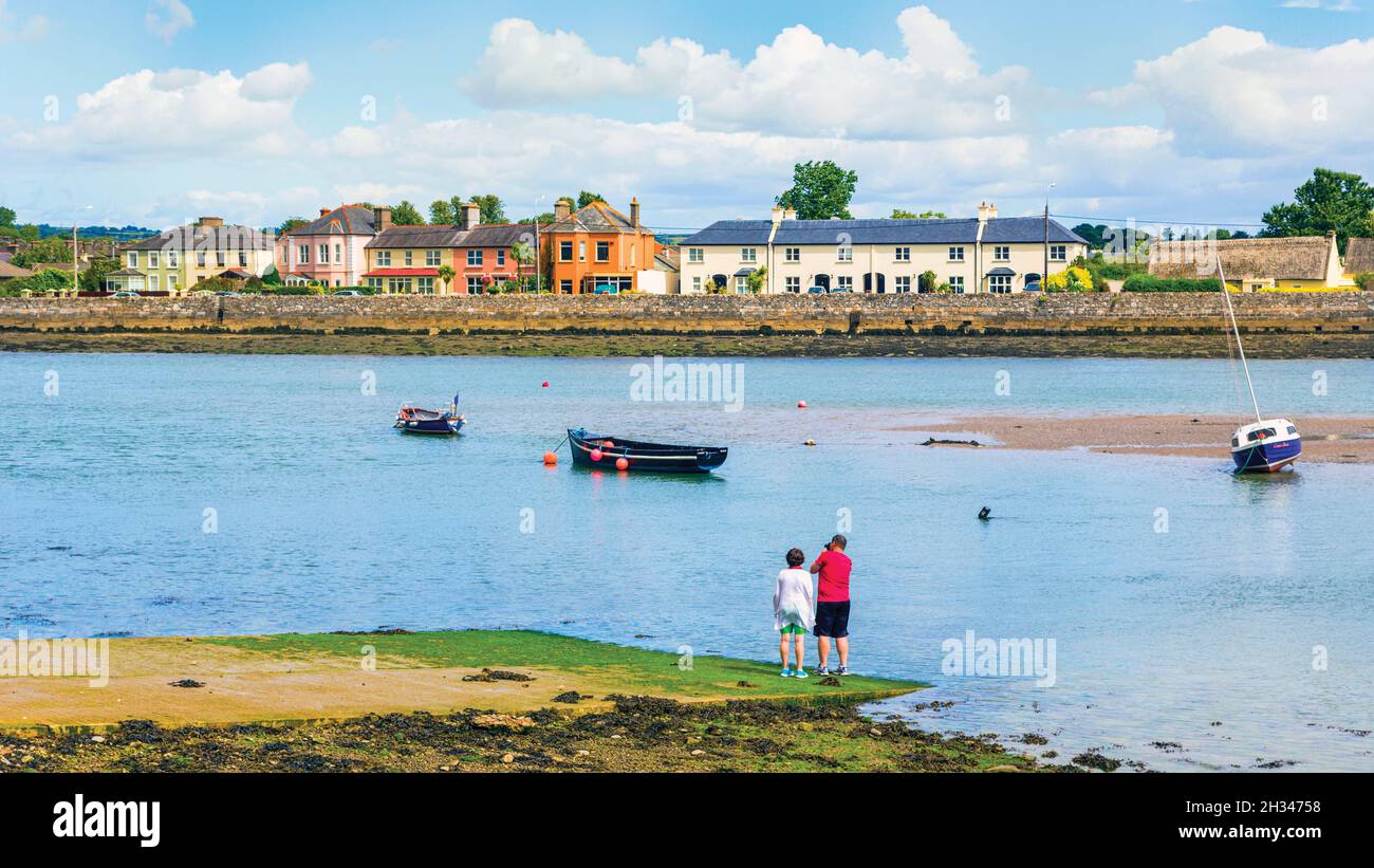 Dungarvan, County Waterford, Republic of Ireland.  Eire.  View across Colligan River to Strandside. Stock Photo