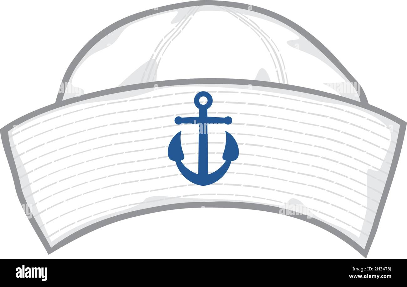 Sailor hat with blue anchor vector illustration Stock Vector