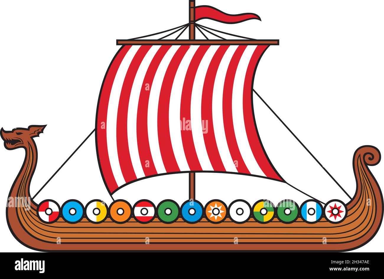 Viking long ship vector illustration Stock Vector