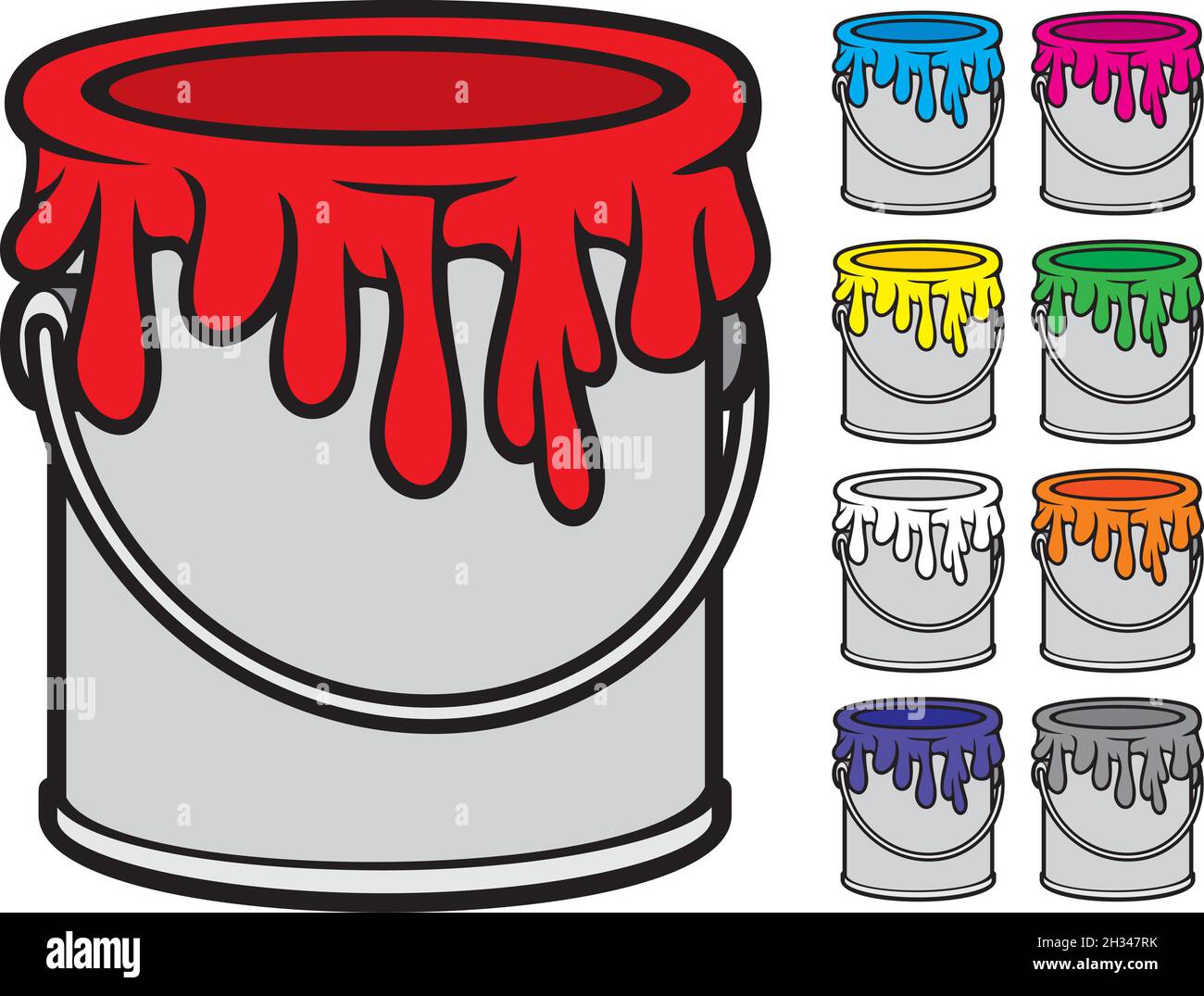 Paint bucket with brush stock vector. Illustration of paint - 41860963