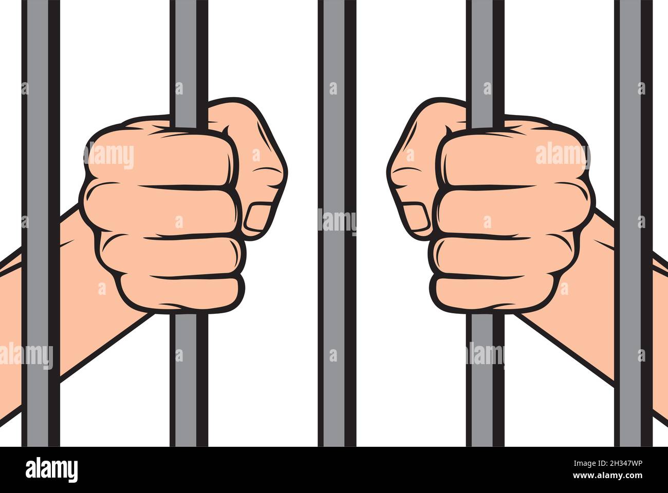 Hands holding prison bars vector illustration Stock Vector