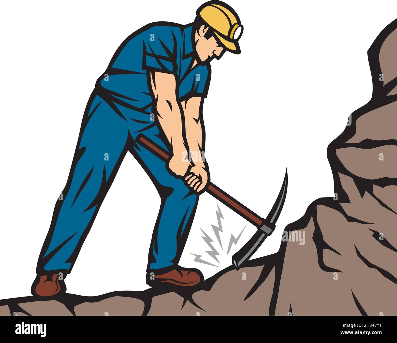 Confident Coal Miner With Pick Axe Vector Illustration Stock Vector