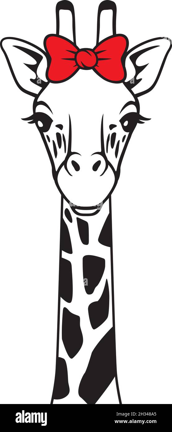 Giraffe head with red bow vector illustration Stock Vector Image & Art Alamy