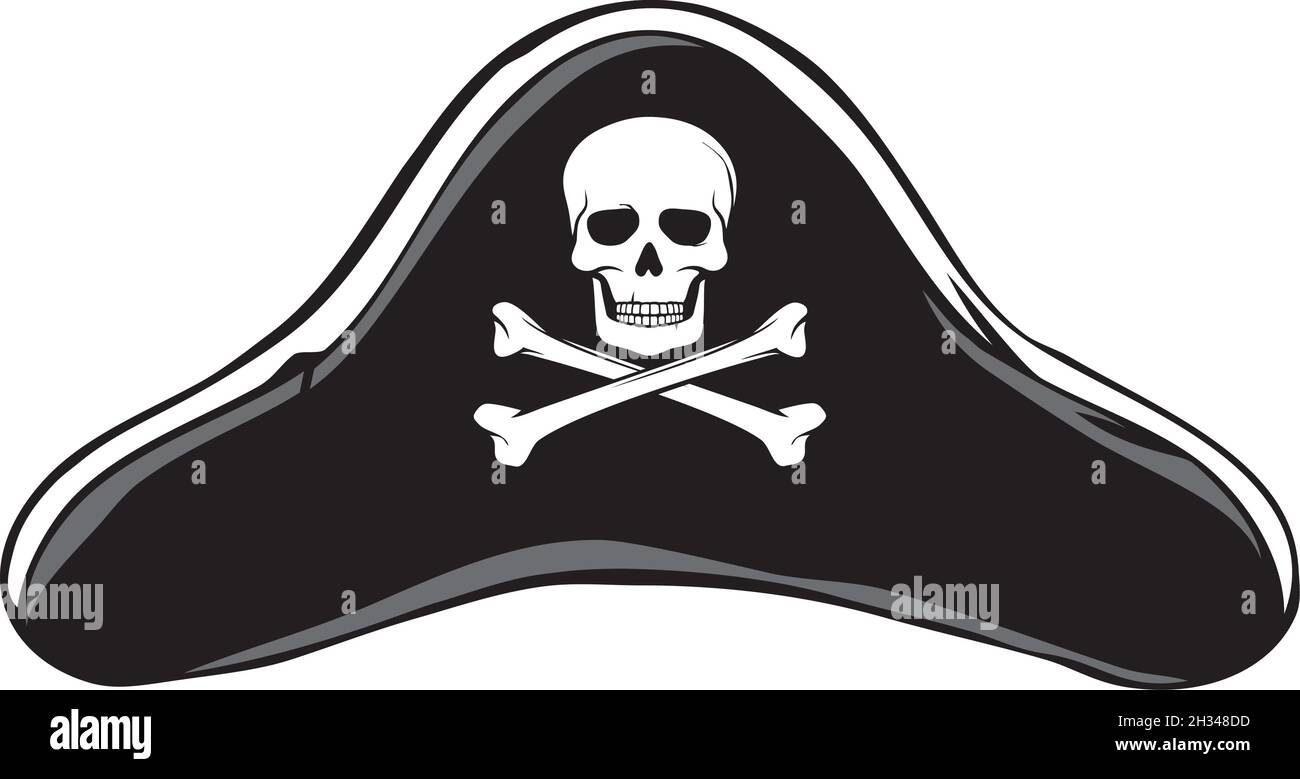 Black Pirate Hat  Vector Illustration Stock Vector
