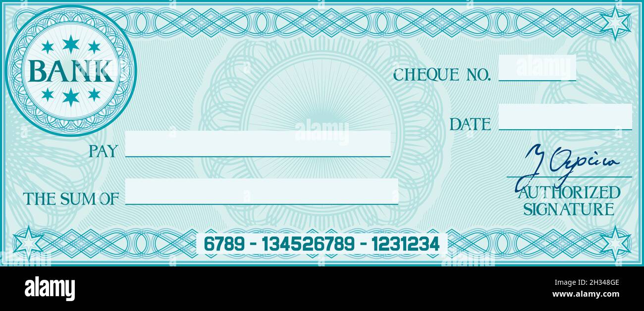 Blank check (business cheque design) vector illustration Stock Vector