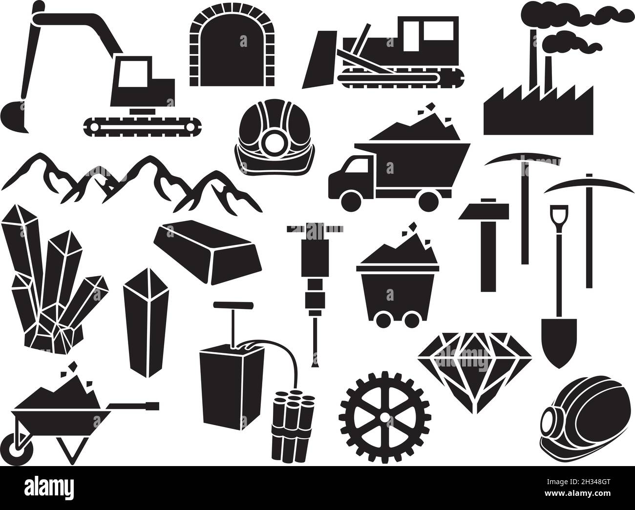 Black mining vector illustration (design elements) Stock Vector