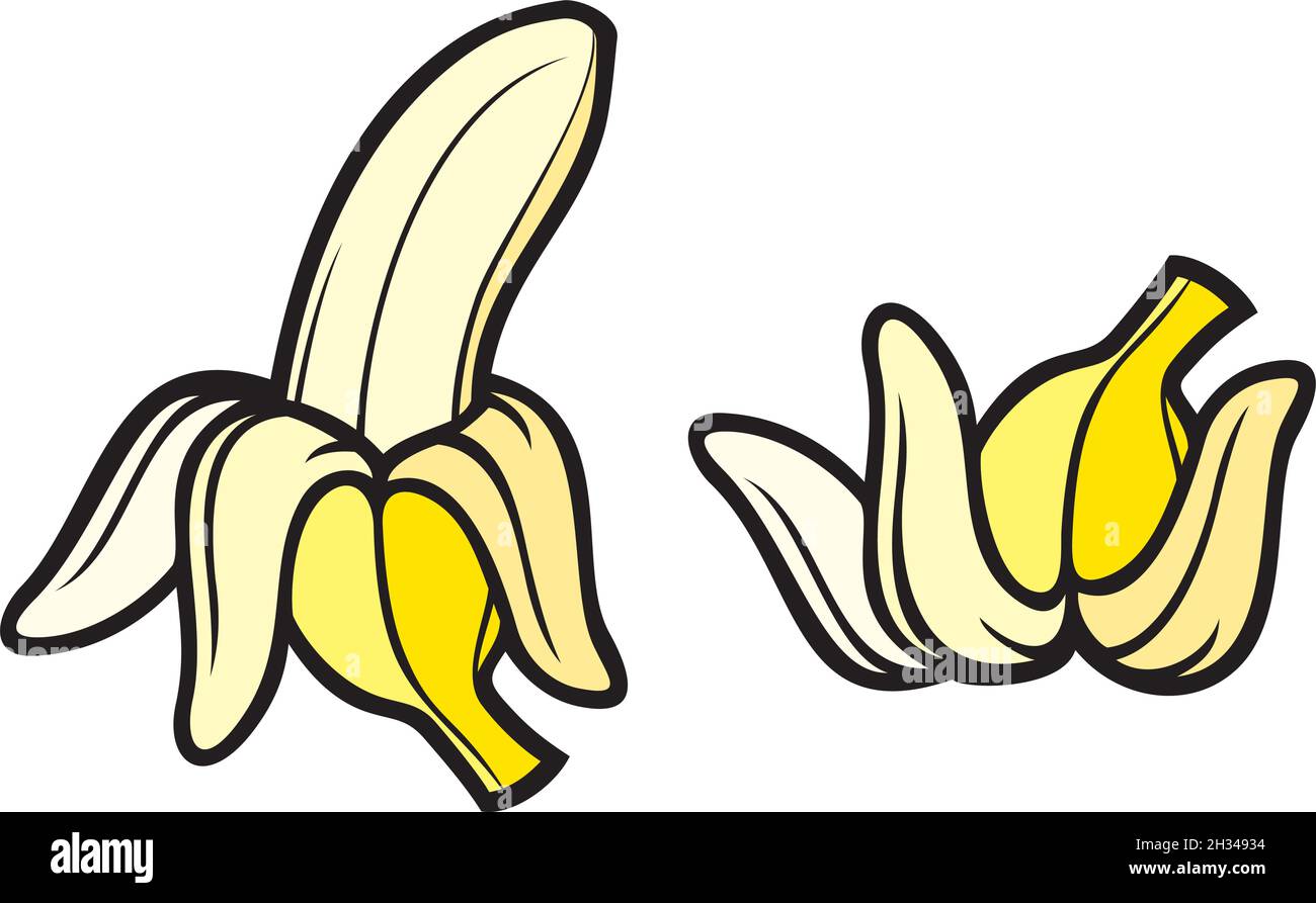 Peeled banana and banana peel vector illustration Stock Vector Image