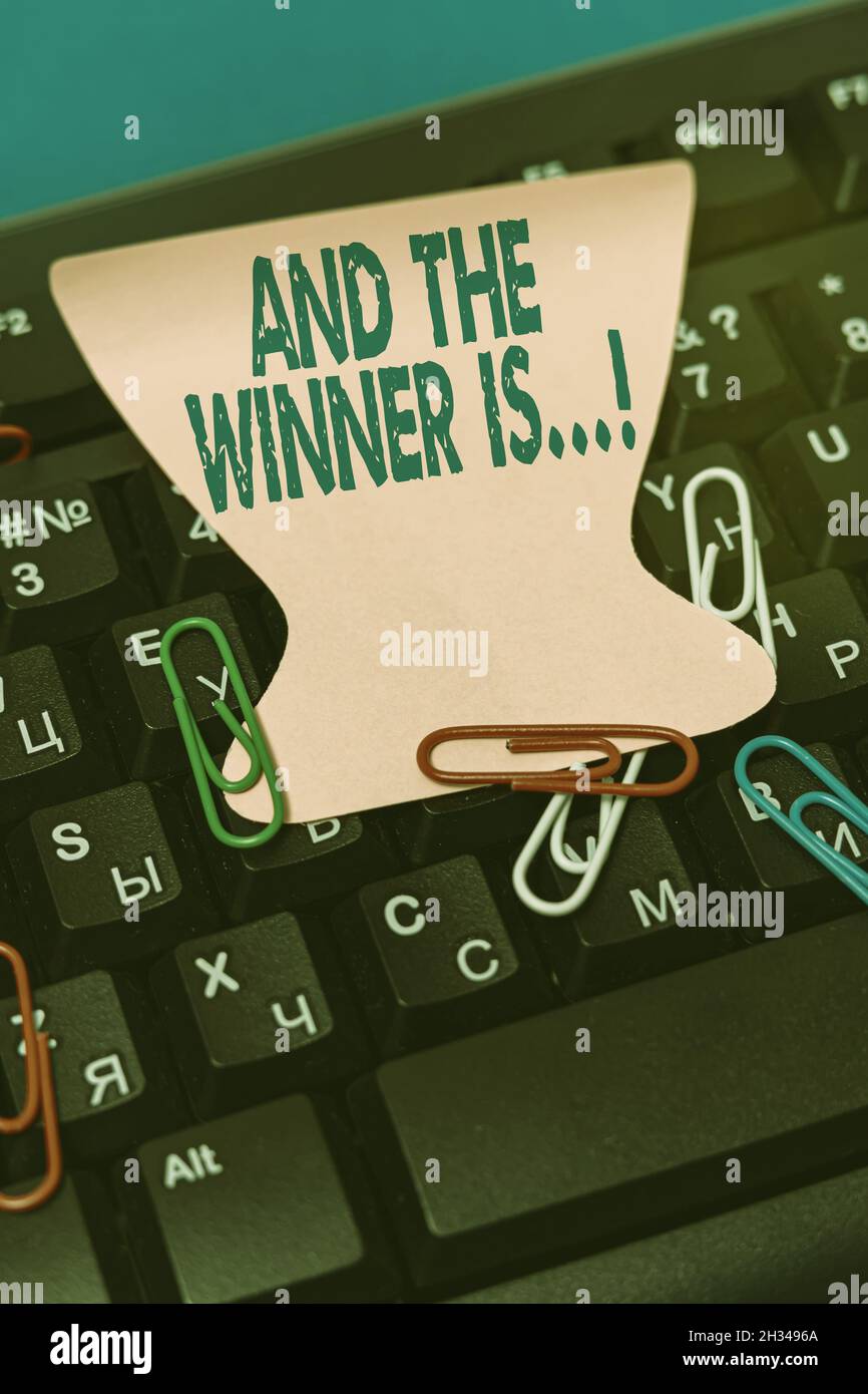 Winner Work Note Handwriting text And The Winner Is. Business approach announcing who ...