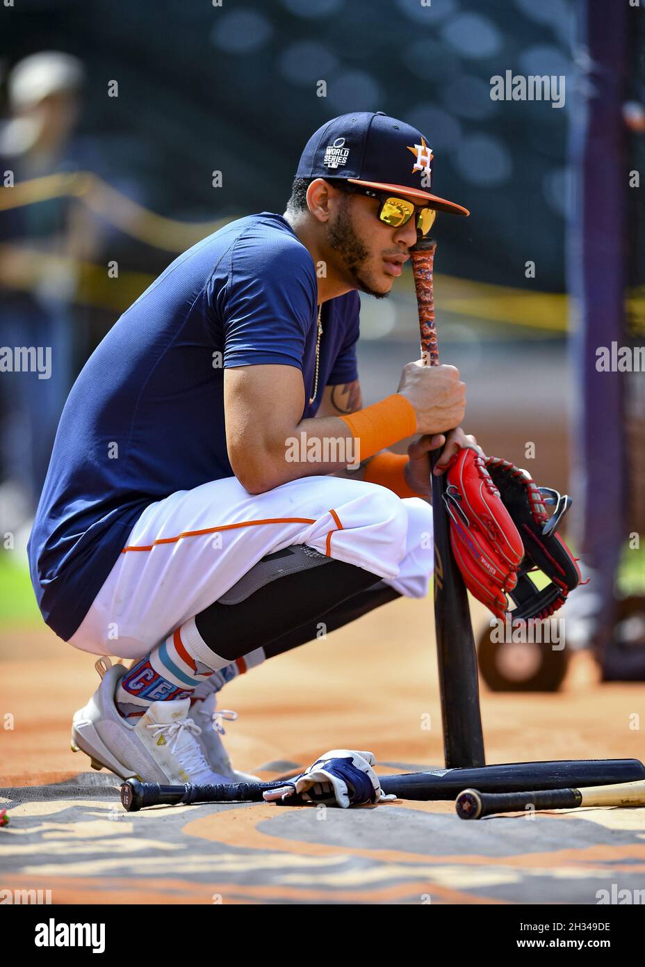 Houston, United States. 25th Oct, 2021. Houston Astros center fielder Jose  Siri (26) at workouts the day prior to game one of the MLB World Series  between the Houston Astros and the