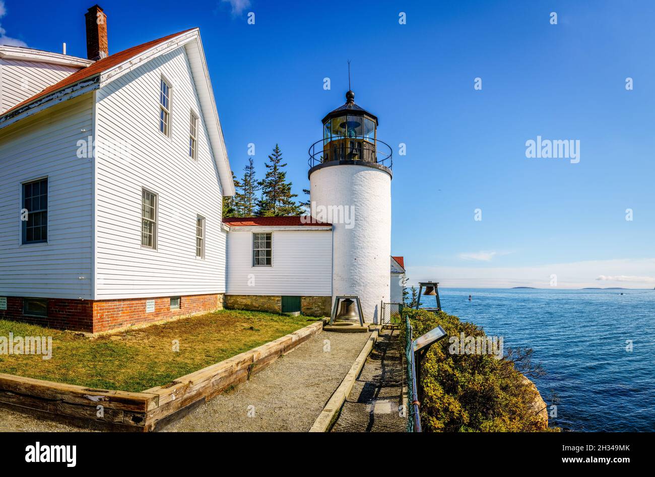 Bass Harbor Head Lighthouse in Acadia National Park, Maine Stock Photo