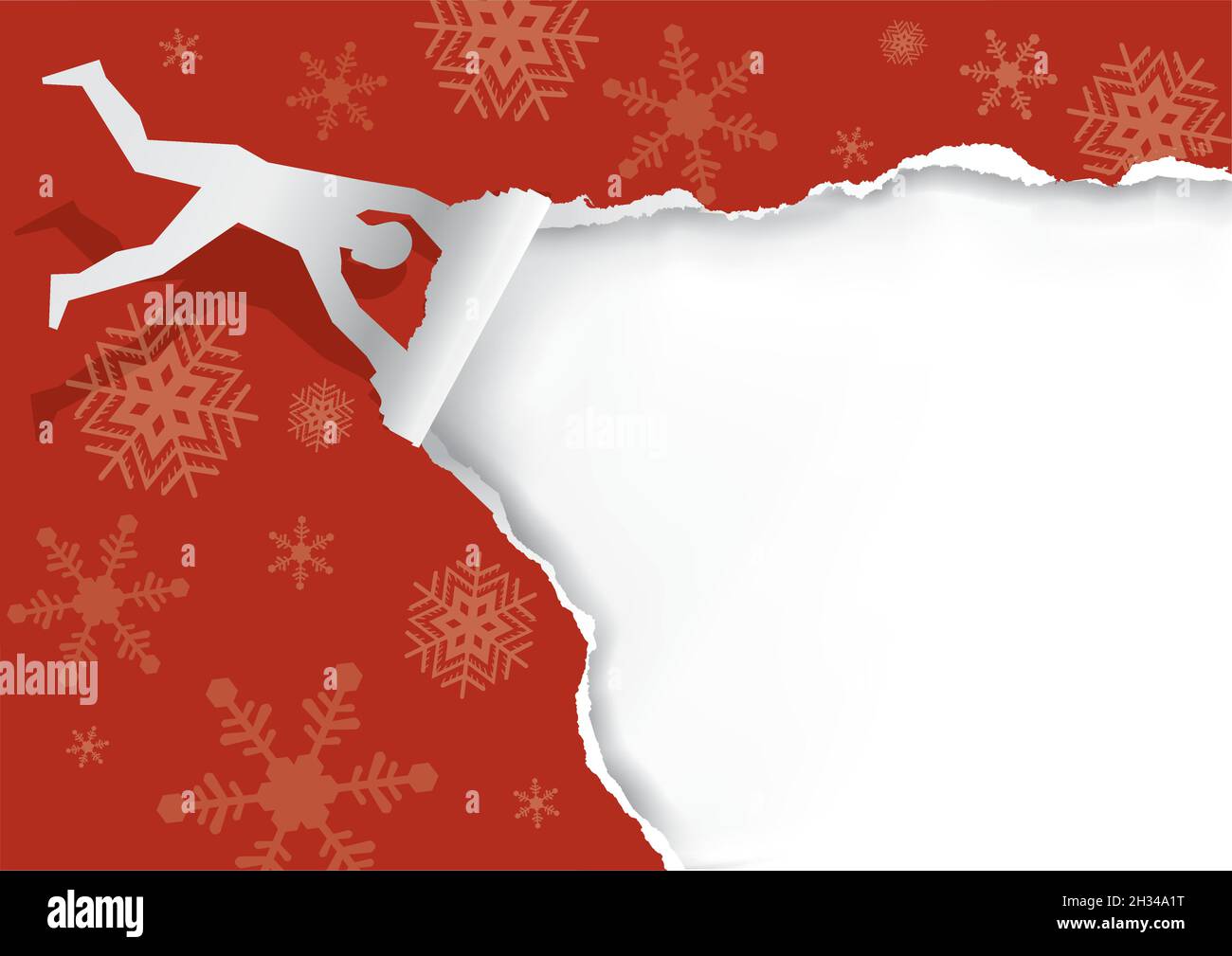 Flying man,tearing paper, funny torn paper Christmas banner template ...