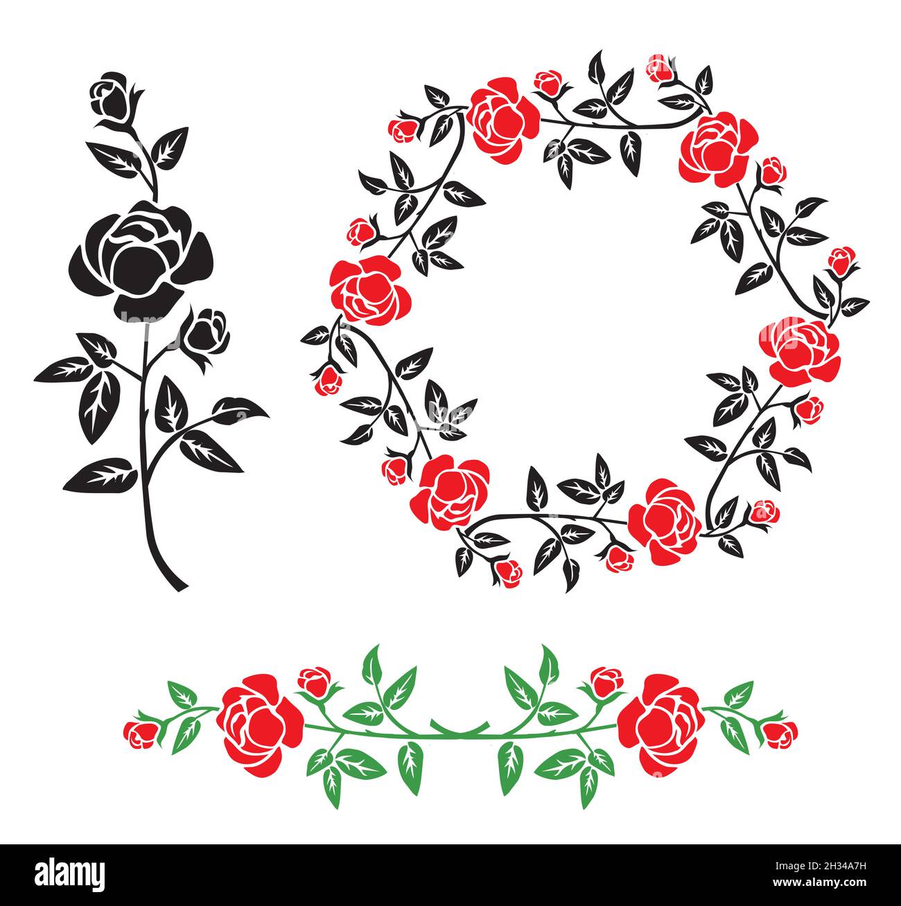 Rose silhouette, decorative motive. Stylized Illustration of rose design elements.Vector available. Stock Vector