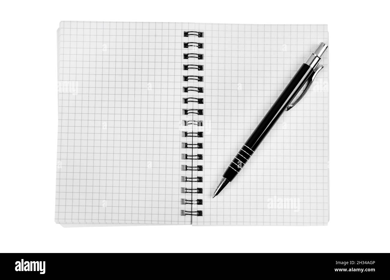 Isolated empty math notepad with pen on white background Stock Photo