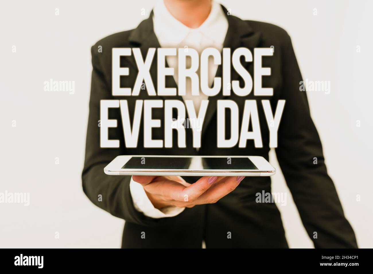 Hand writing sign Exercise Every Day. Internet Concept move body ...