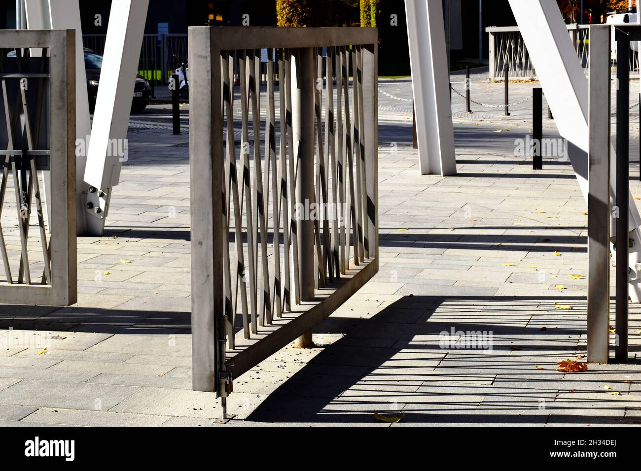 modern powder coated aluminum low fence and rotating gate on steel.post