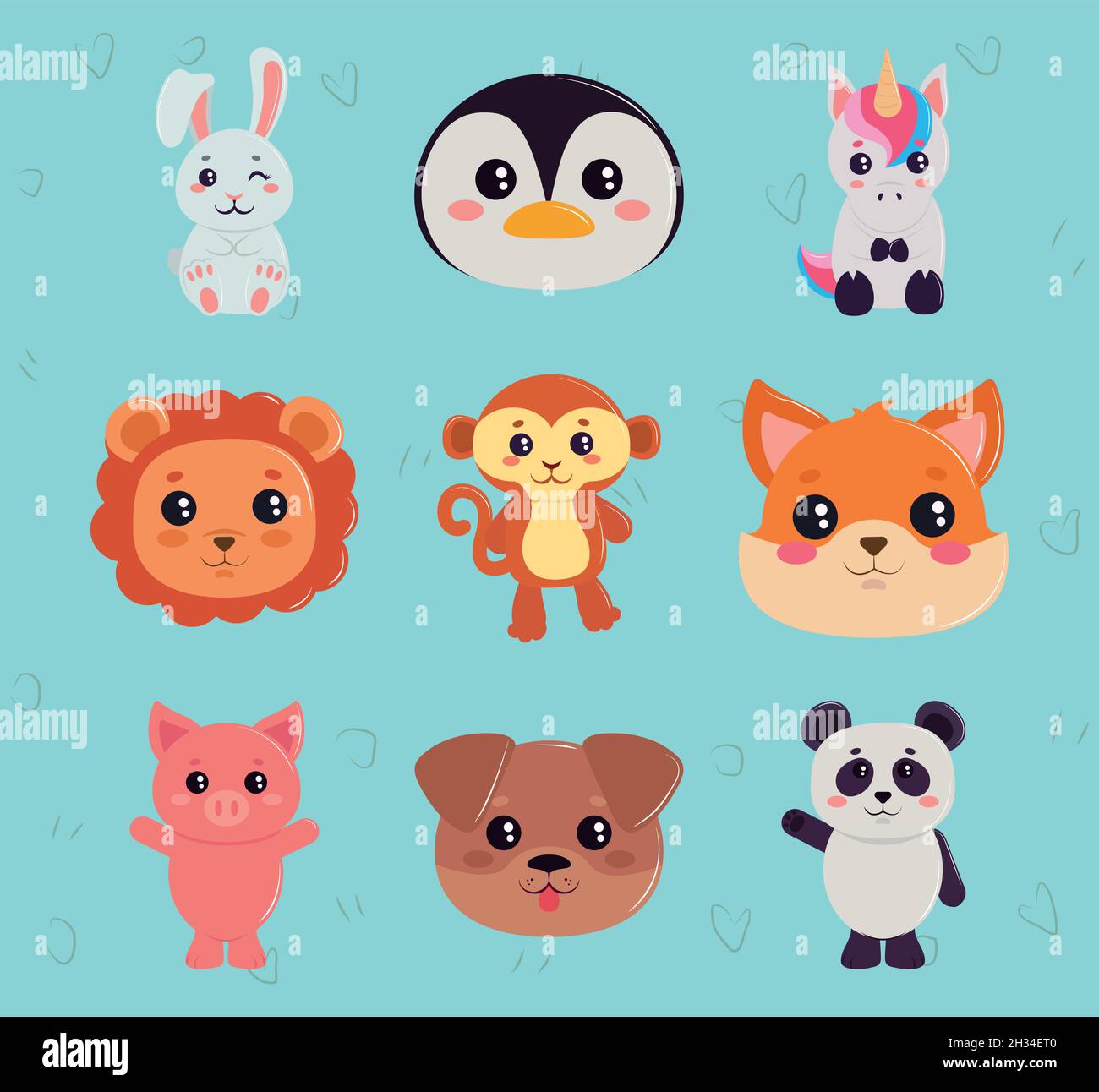 cute kawaii animals Stock Vector Image & Art Alamy