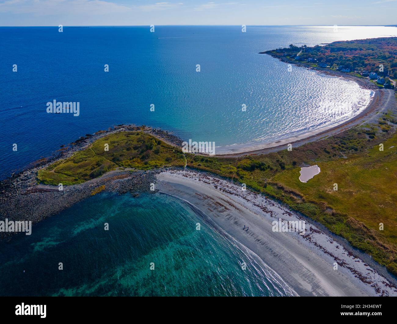 Seapoint aerial view between Seapoint Beach and Crescent Beach on Gerrish Island in Kittery