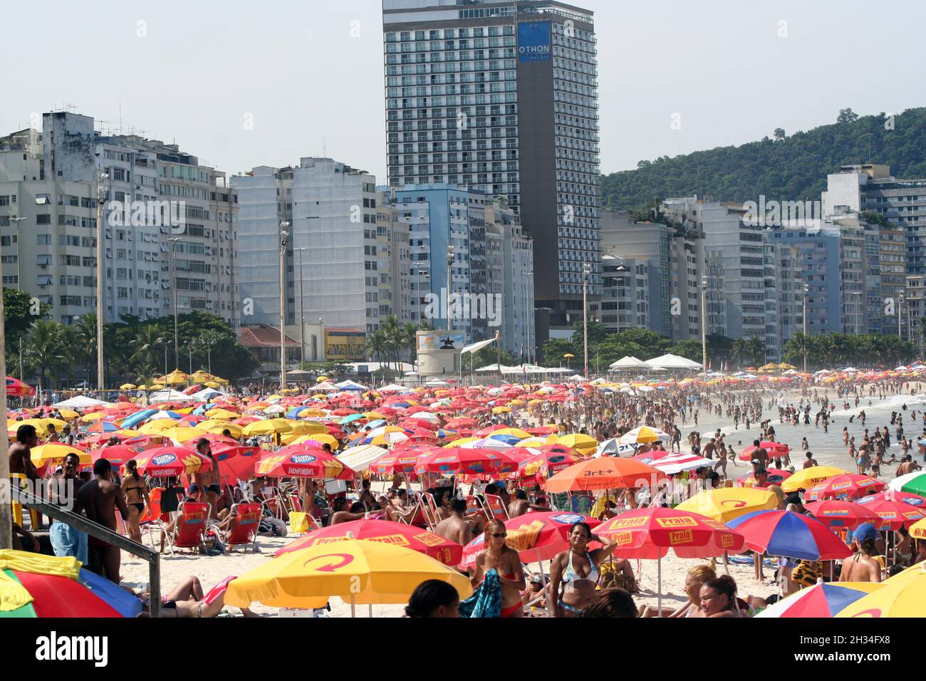 Leblon beach croded during carnival week, Rio de Janeiro, Brazil Stock Photo