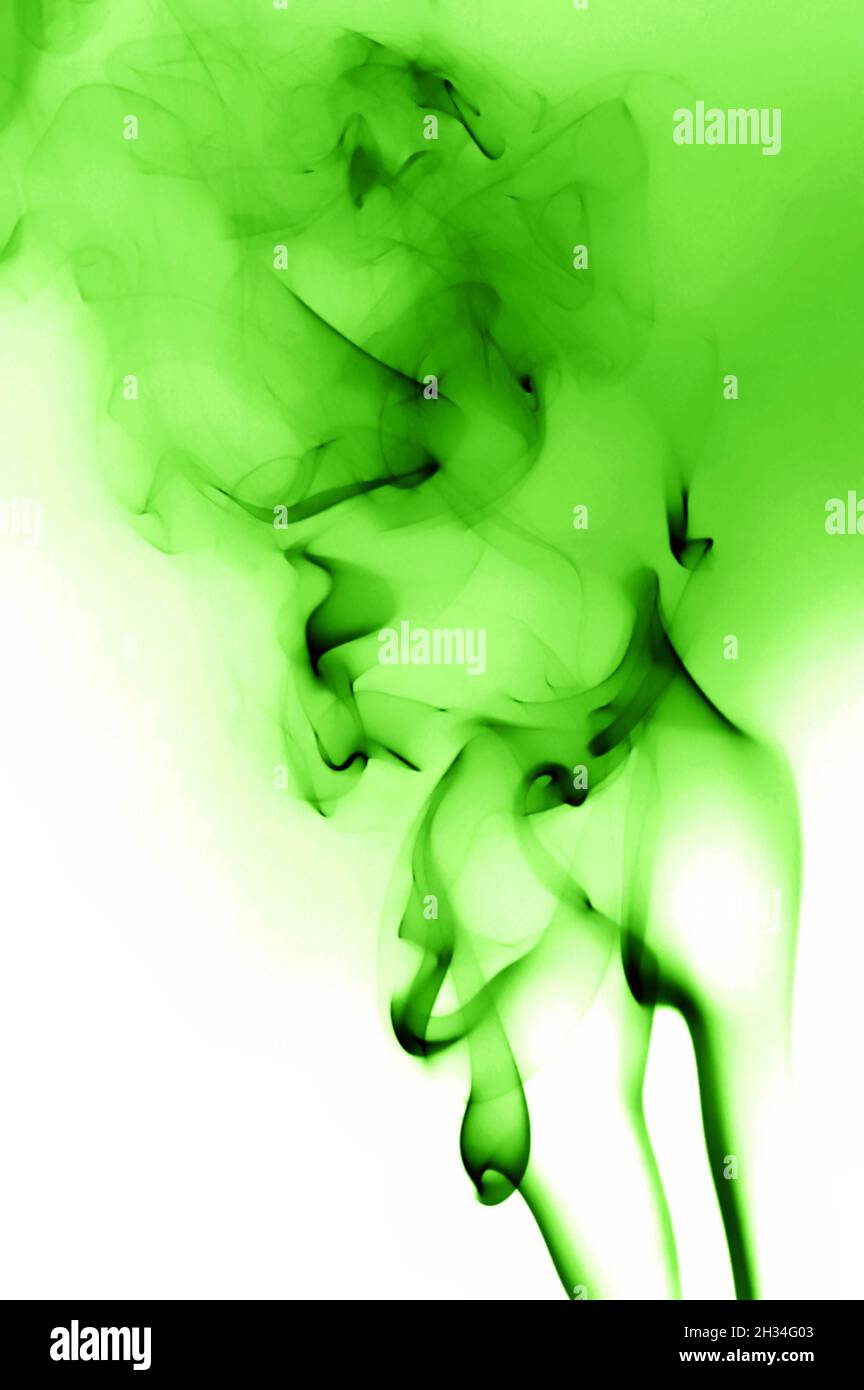 Abstract green smoke on a white background Stock Photo - Alamy