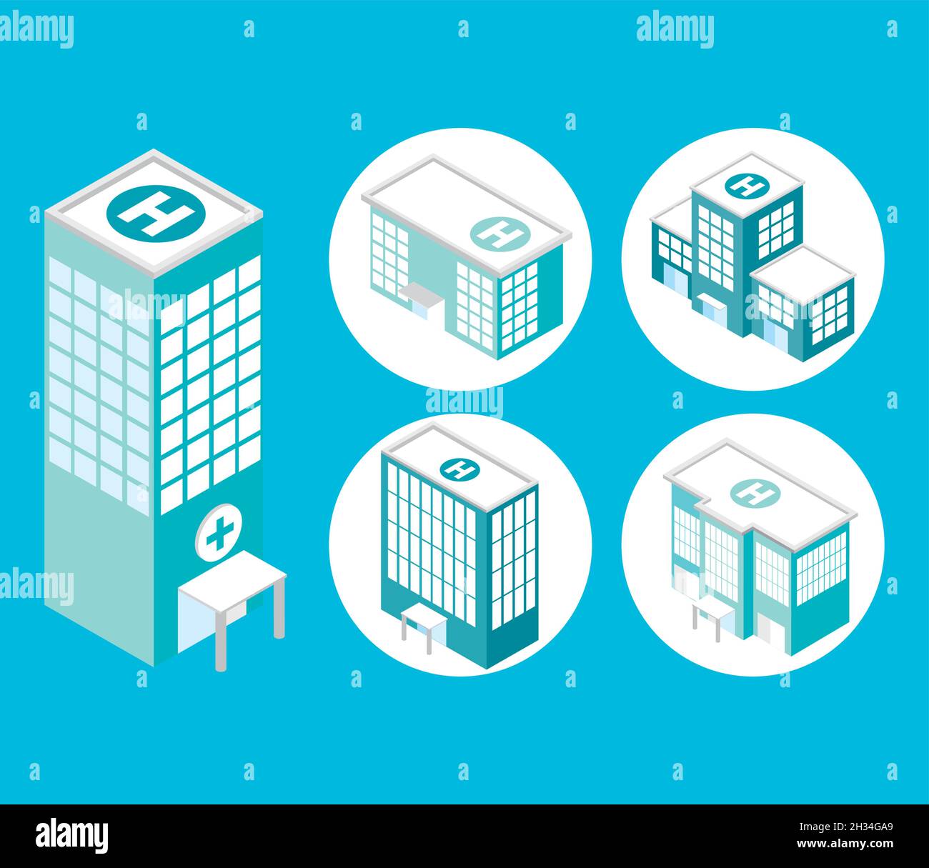 set of isometric hospitals Stock Vector Image & Art - Alamy
