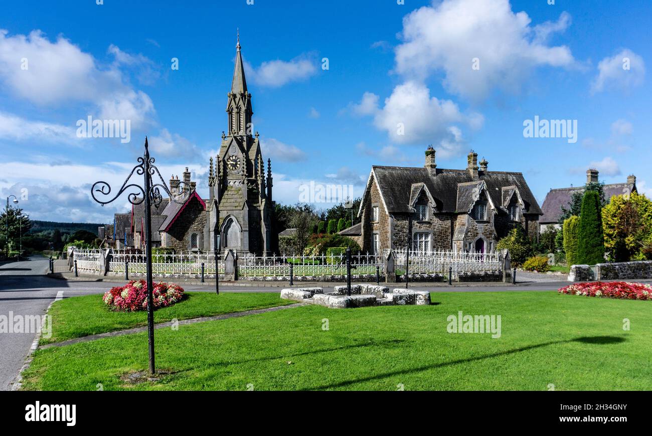 The village green in in  Ardagh village in Longford, Ireland. The village was built by the then landlords-the Fetherston family in the 19th century. Stock Photo
