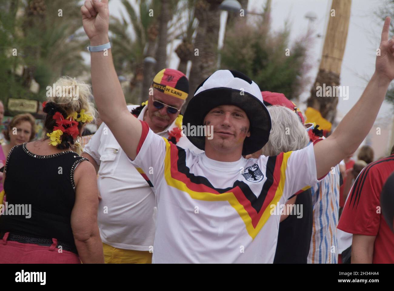 Balearen, Mallorca, s'Arenal, Megaparc, Fußballweltmeisterschaft 2006, Deutschland - Equador, Fußballfans, Majorca, football World Cup Stock Photo