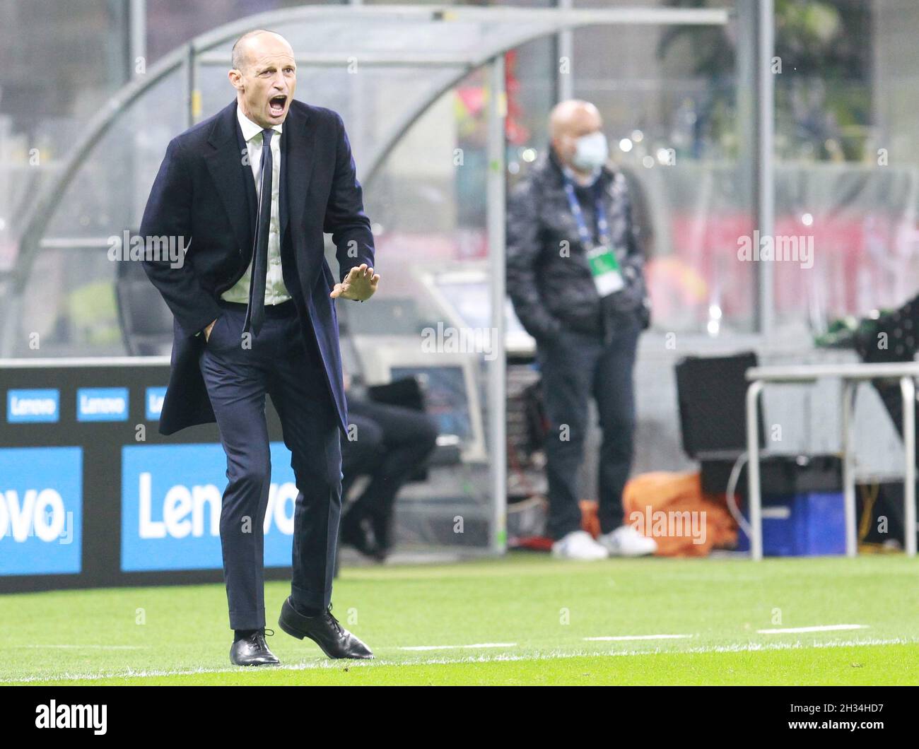 MILAN ITALY- October 24 Stadio G Meazza  Massimiliano Allegri during the Serie A match between Fc Inter and Fc Juventus   at Stadio G. Meazza on October 24, 2021 in Milan, Italy. Stock Photo