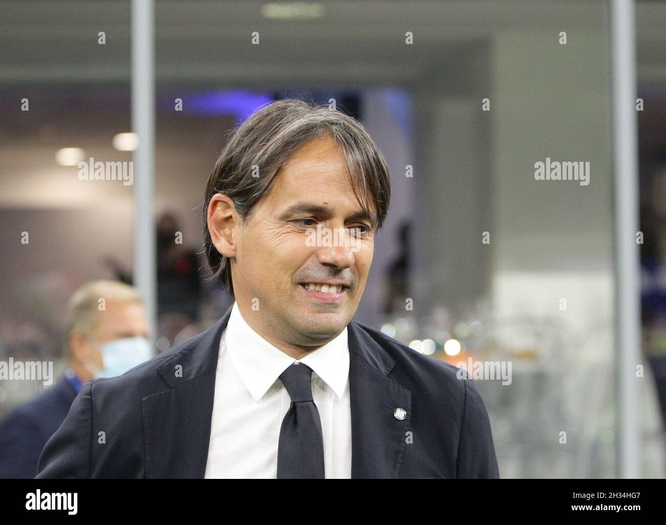 MILAN ITALY- October 24 Stadio G Meazza  Simone Inzaghi Head Coach Inter fc during the Serie A match between Fc Inter and Fc Juventus   at Stadio G. Meazza on October 24, 2021 in Milan, Italy. Stock Photo
