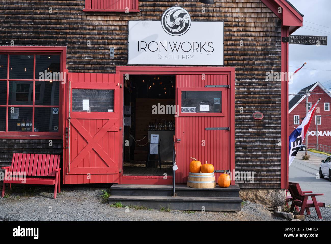 The Ironworks Distillery in an old victorian building, in  Lunenburg, Nova Scotia Stock Photo