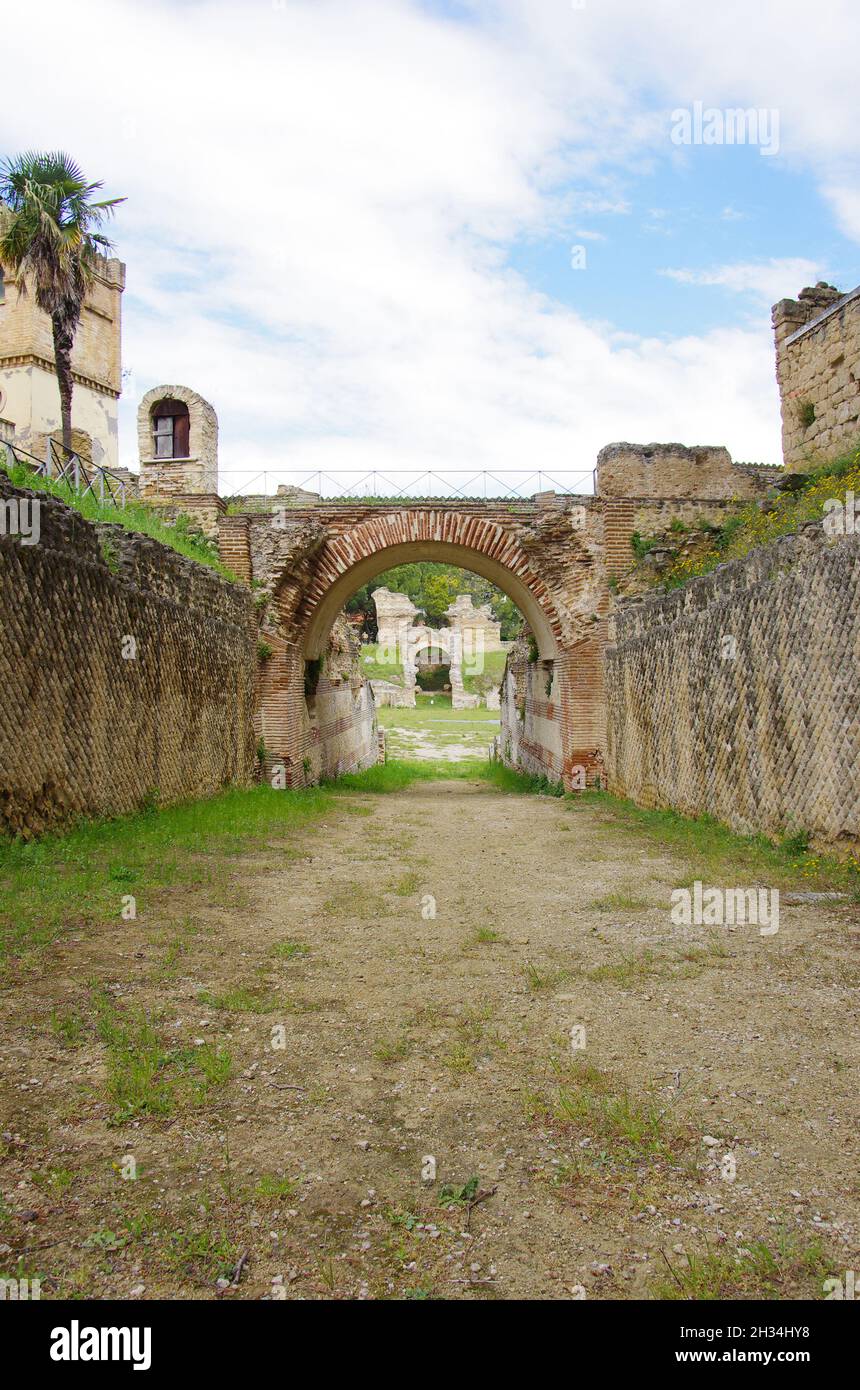 Larino - Molise - Remains of the Roman amphitheater I century. A.D., it was intended for gladiator fights. Stock Photo