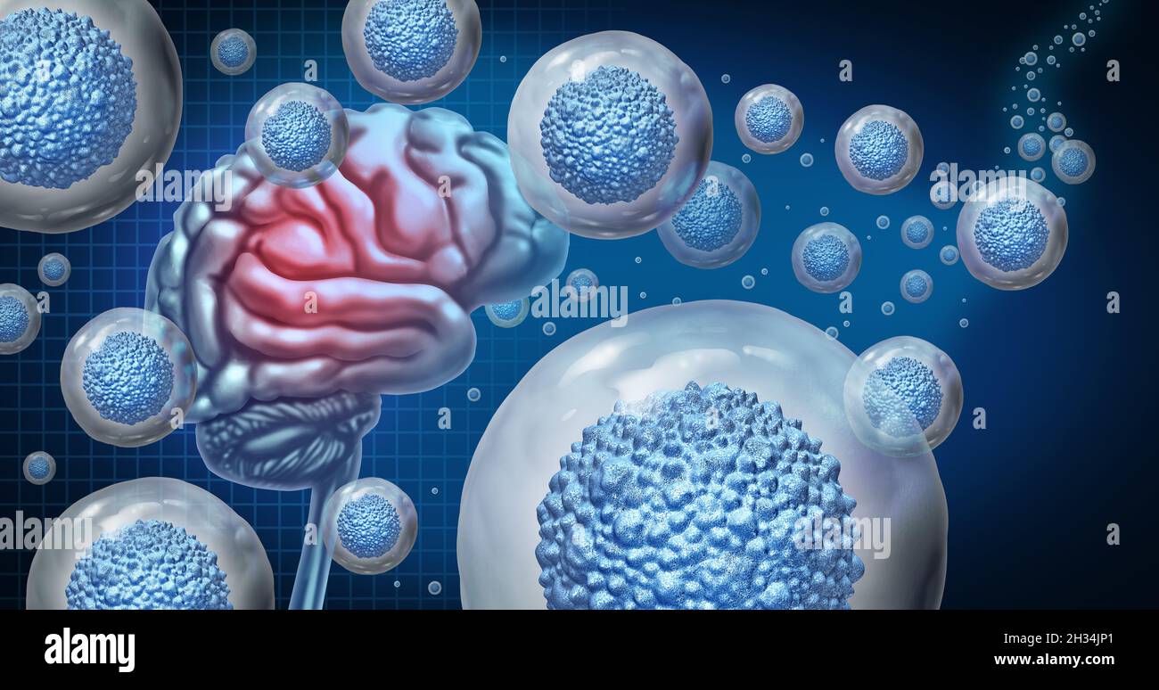 Stem cell Dementia therapy and alzheimer treatment for brain degeneration as multicellular organisms for cellular treatment of degenerative. Stock Photo