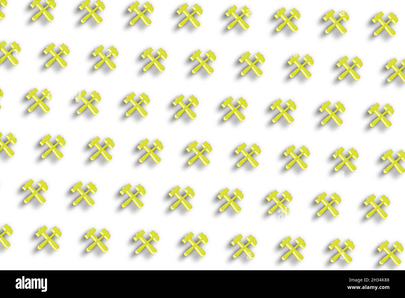 Hammer and pick Symbol, Mining Sign, white minimal background Stock