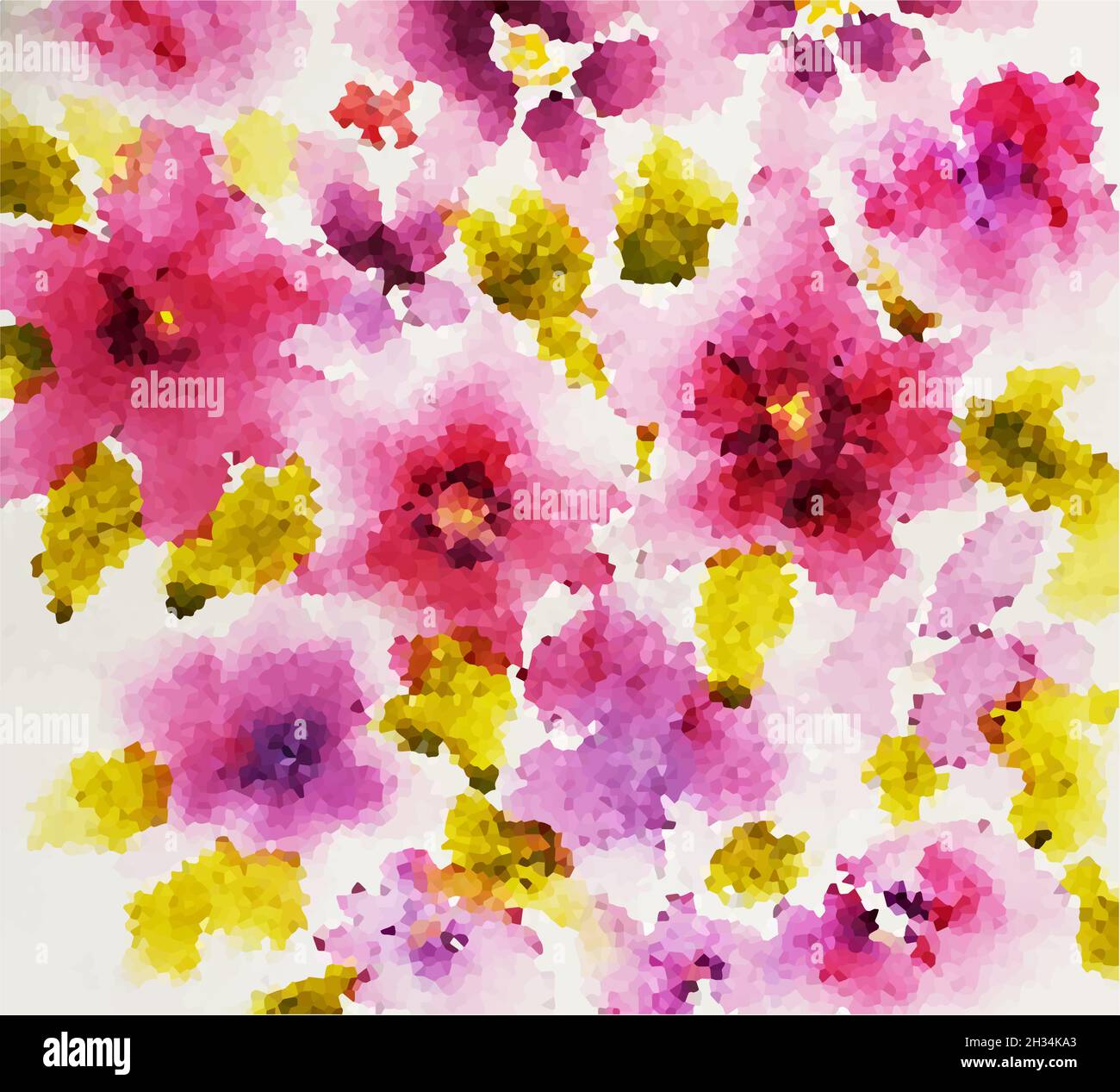 The background is a mosaic of flowers. Vector illustration Stock Vector