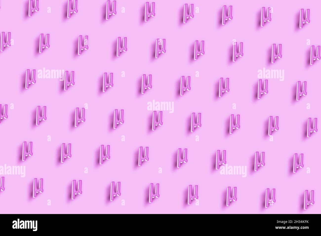 Mu sign. Mu letter, Greek Mubet Symbol, Pink minimal background Stock Photo