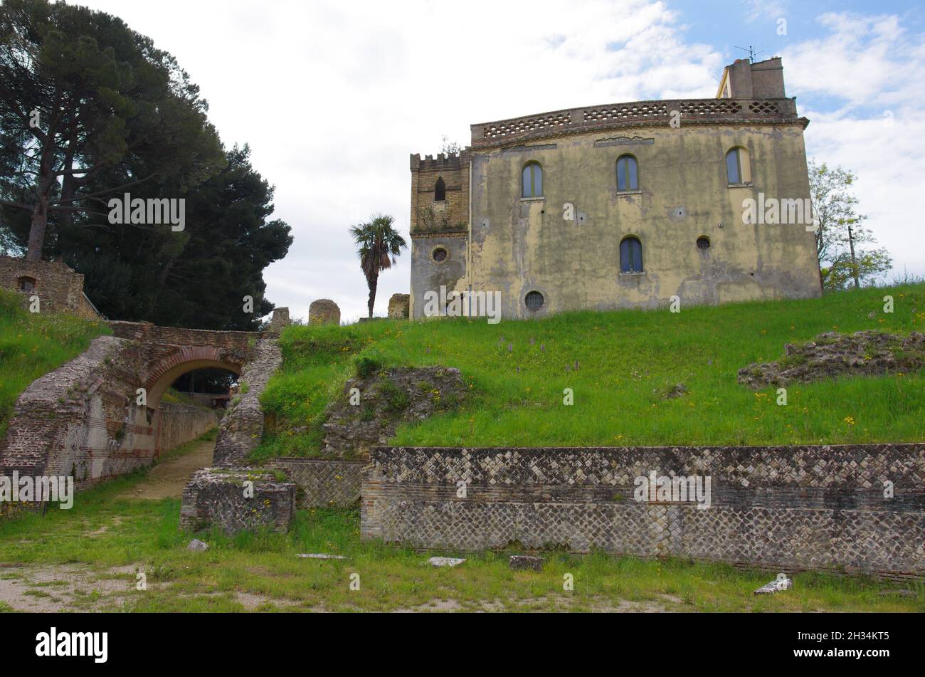 Larino -Molise -Remains of the Roman amphitheater I sec. AD, it was intended for gladiator fights. Stock Photo