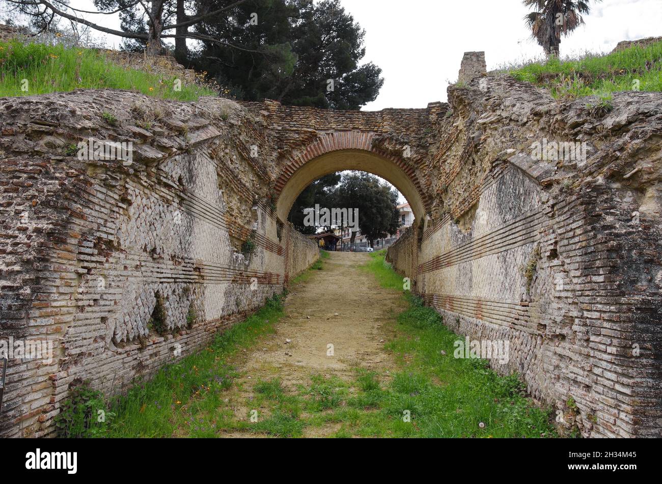 Larino - Molise - Remains of the Roman amphitheater I century. A.D., it was intended for gladiator fights. Stock Photo