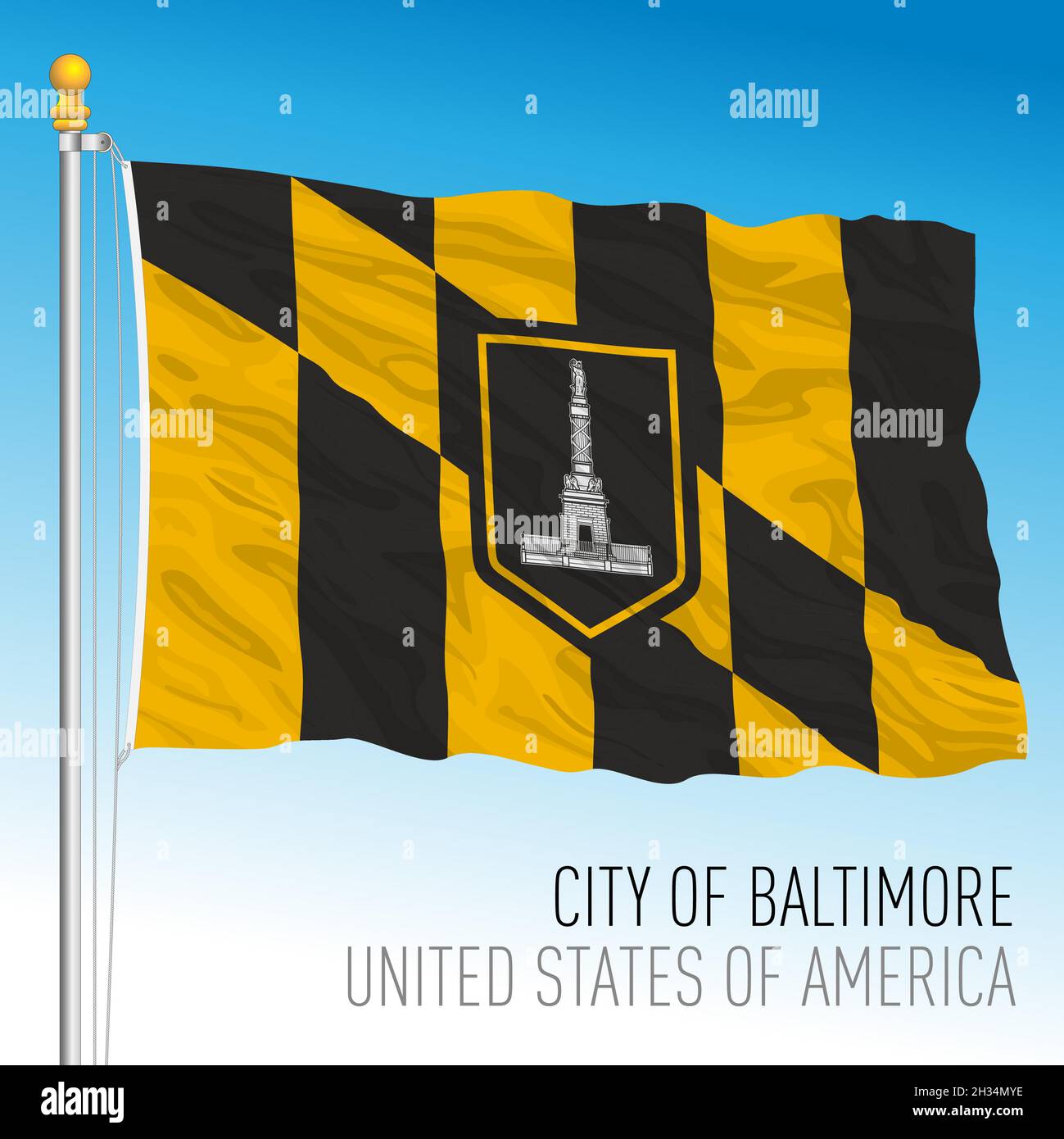 City of Baltimore flag, Maryland, United States, vector illustration Stock Vector